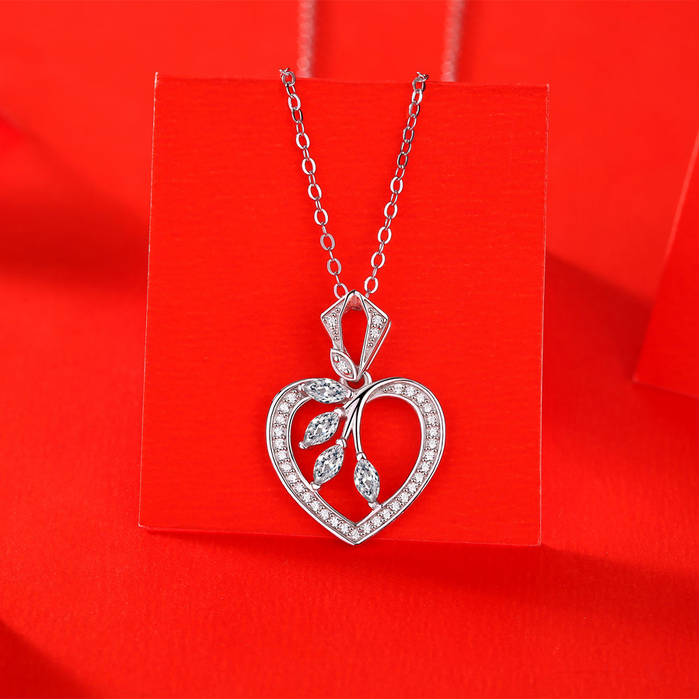 Moissanite Heart Necklace 925 Sterling Silver