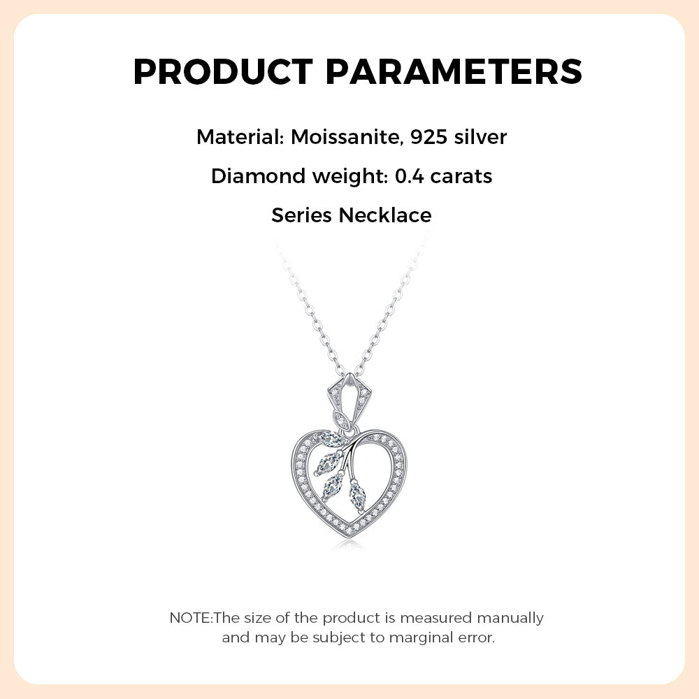 Moissanite Heart Necklace 925 Sterling Silver