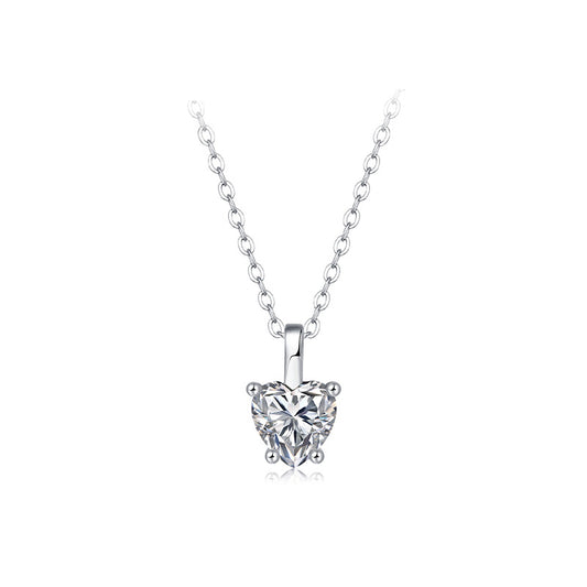 Heart Moissanite Necklace 925 Sterling Silver