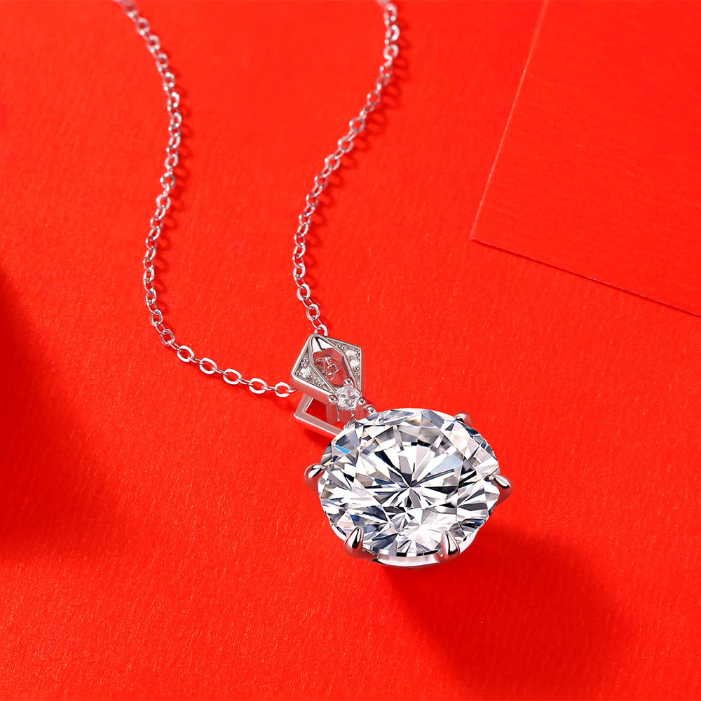 Moissanite Necklace 10 Carats 925 Sterling Silver