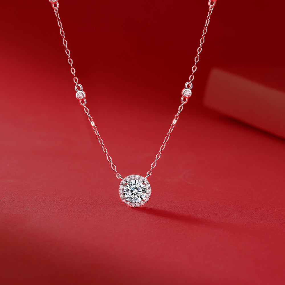 Moissanite Necklace 925 Sterling Silver