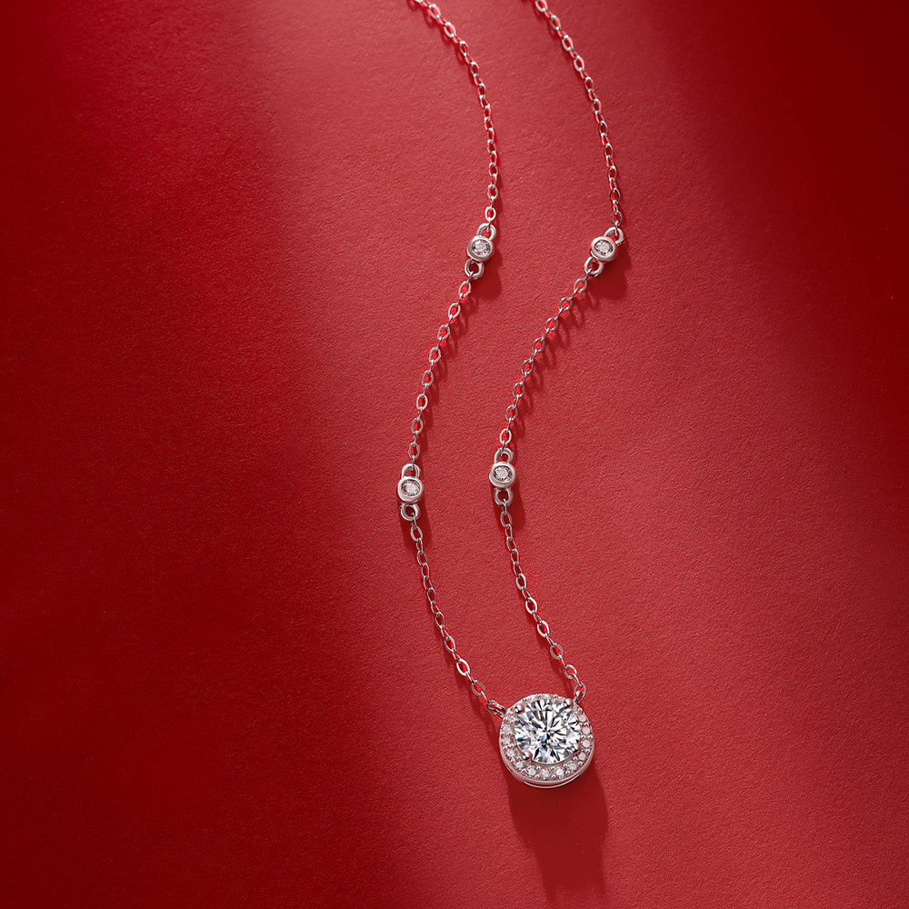 Moissanite Necklace 925 Sterling Silver