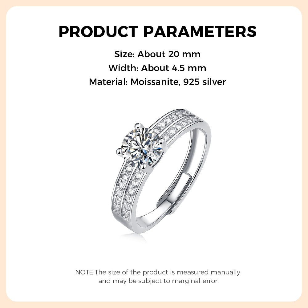 Moissanite Ring 925 Sterling Silver