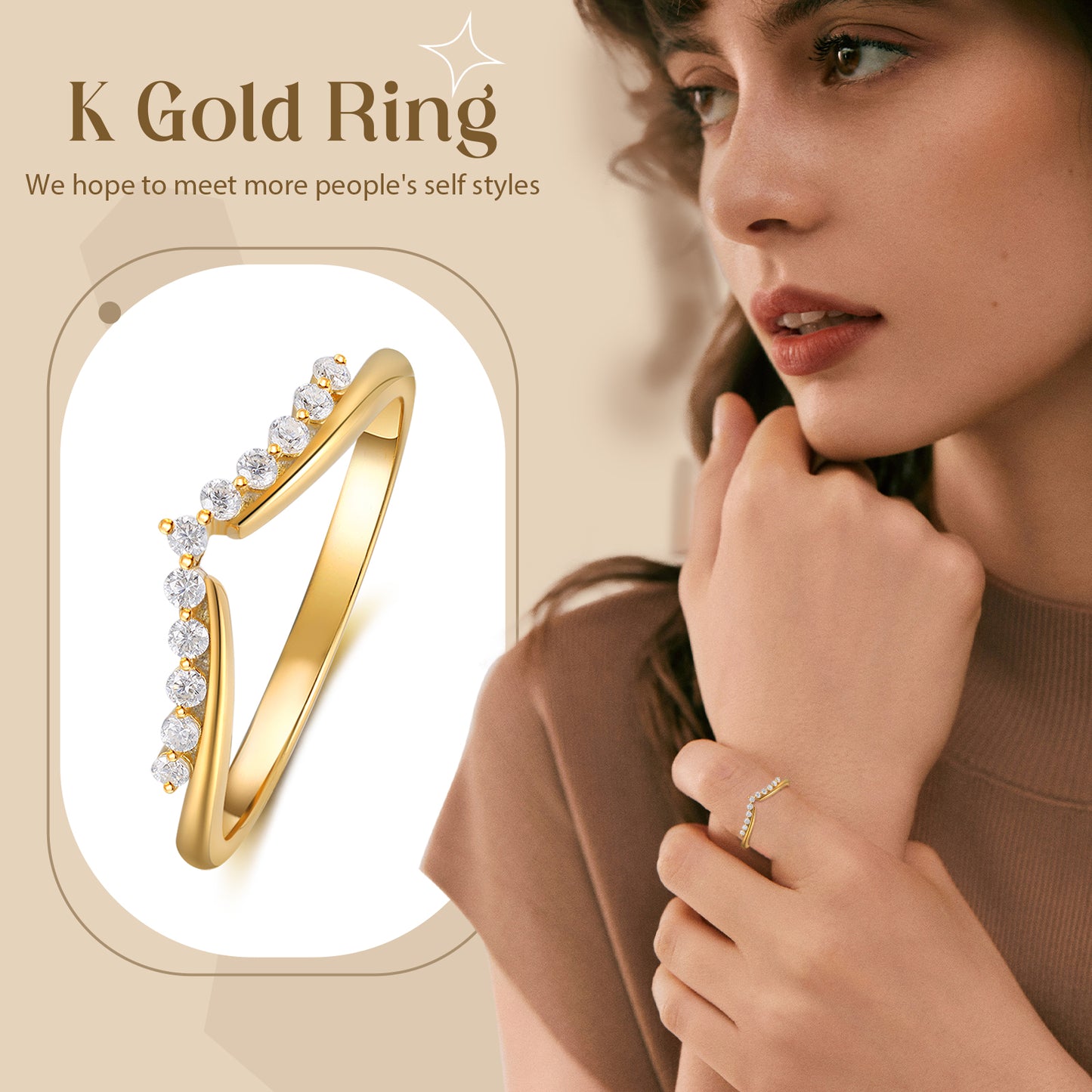 18K Gold Moissanite Ring