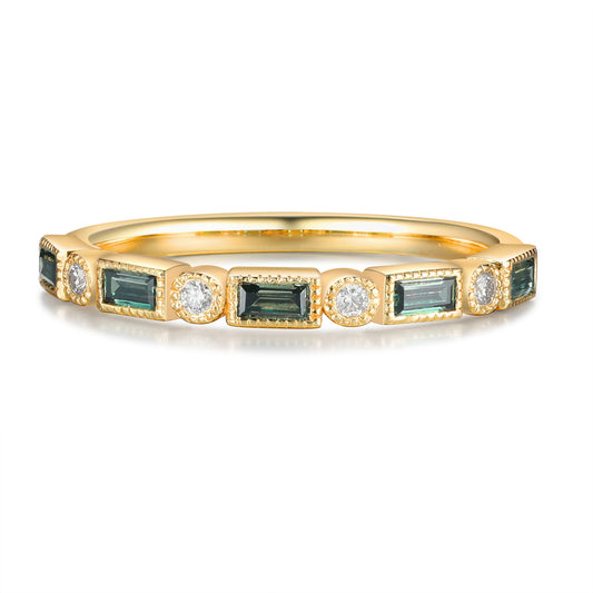 18K Gold Green Moissanite Ring