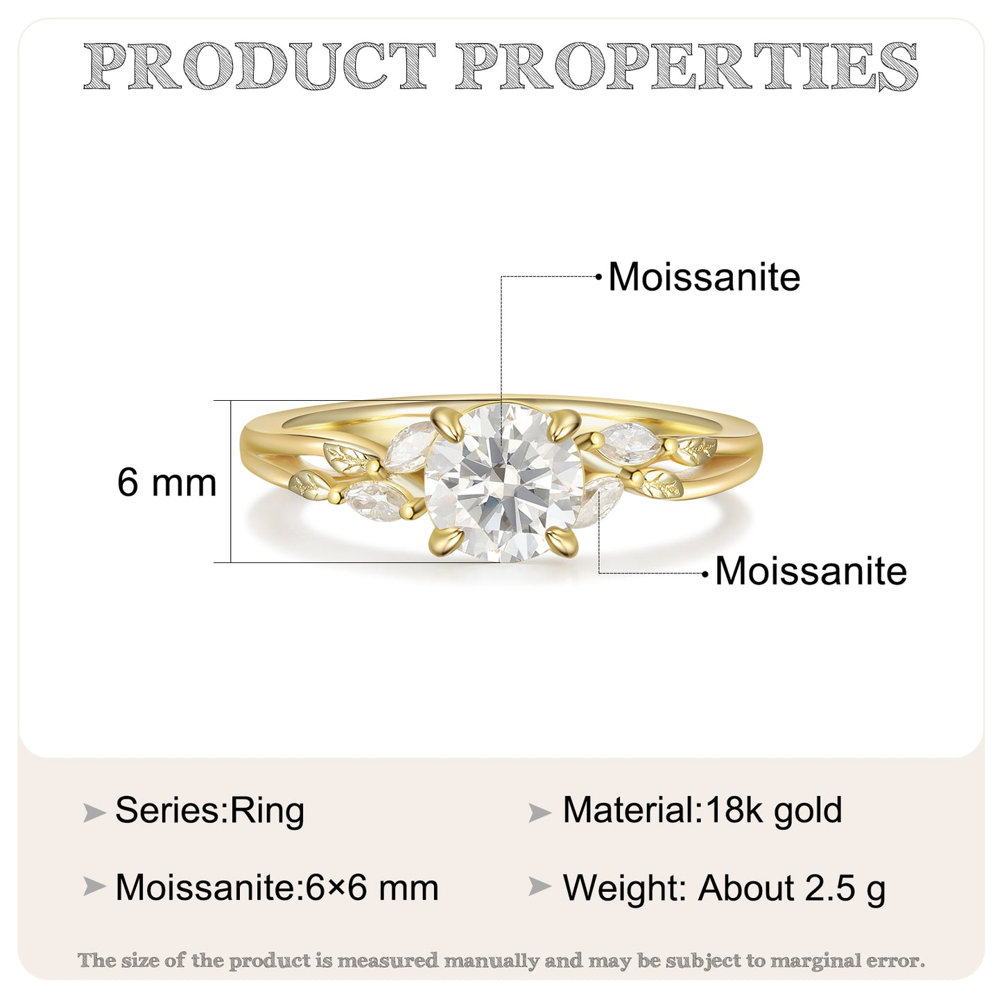 18K Gold Moissanite Ring