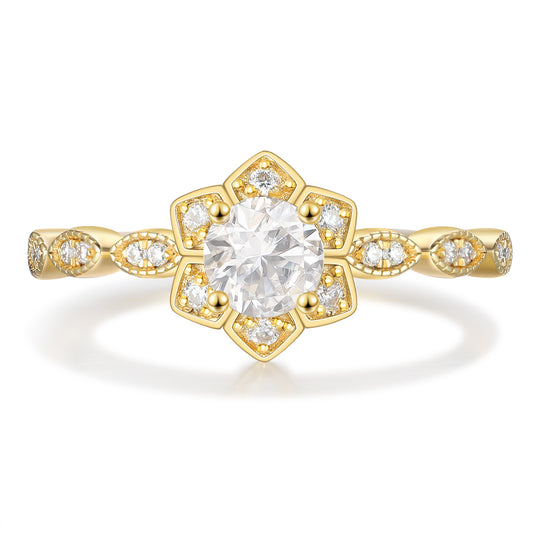 18K Gold Natural Moissanite Ring