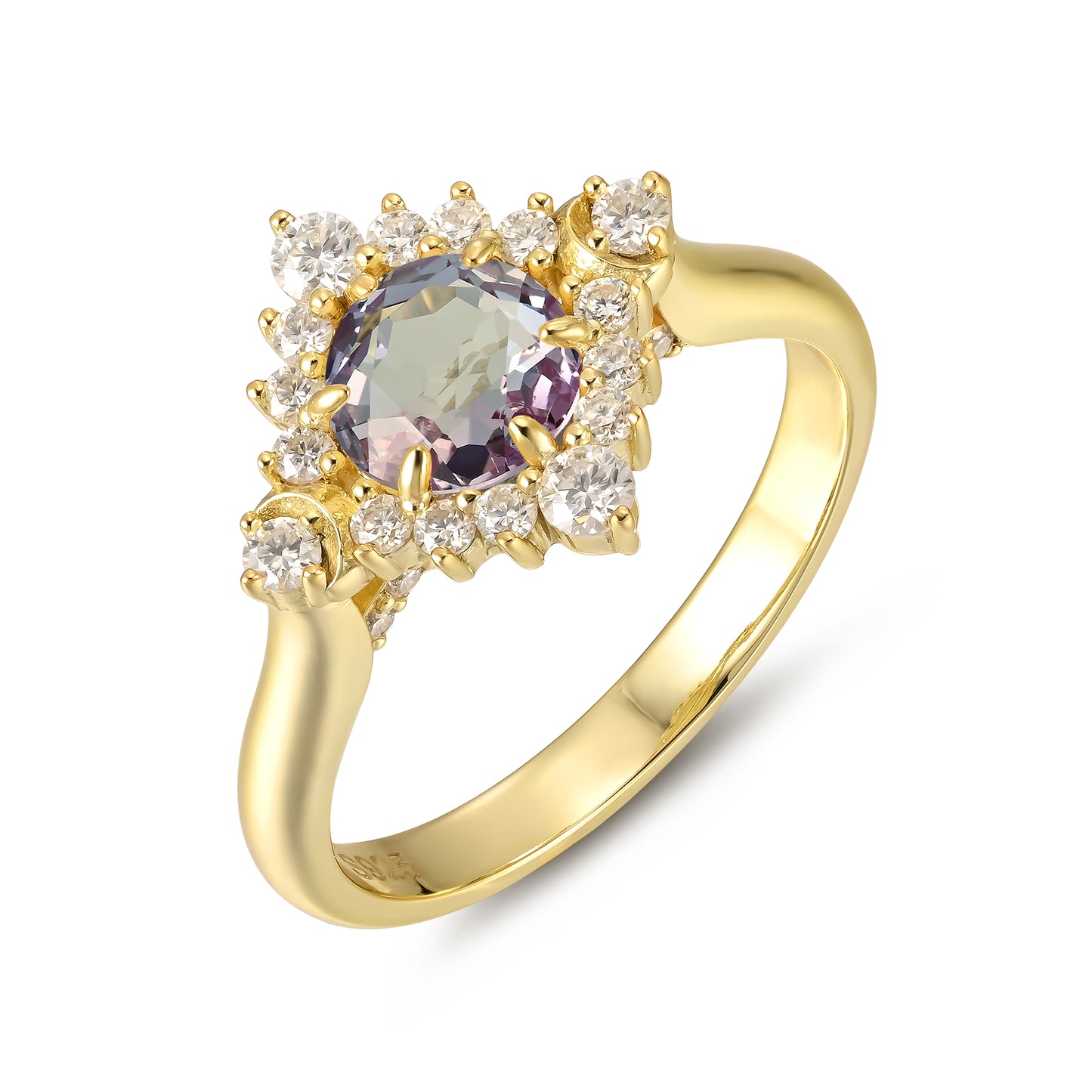 Alexandrite Flower With Moissanite 925 Sterling Silver Ring