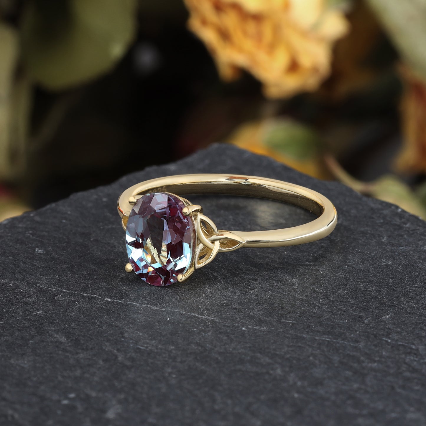Alexandrite Oval With Moissanite 925 Sterling Silver Ring