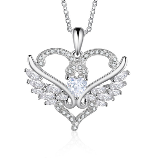 Cubic Zirconia Heart With Moissanite Necklace 925 Sterling Silver